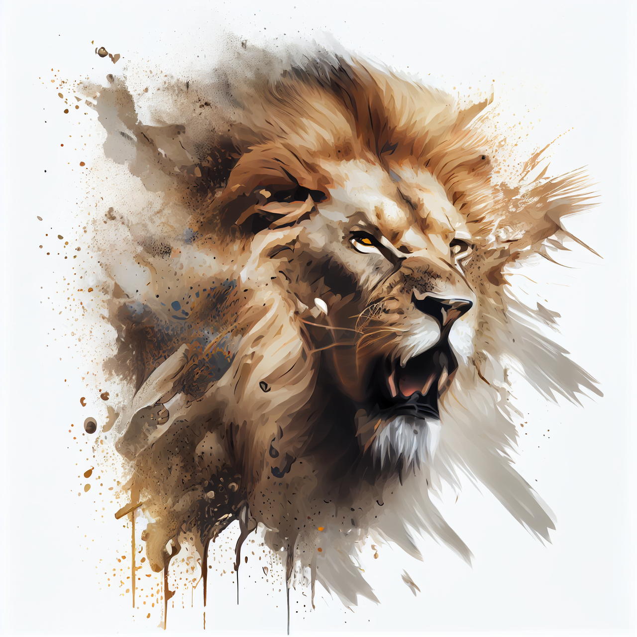 Soren Geier lion attacking tattoo White background ultra realis 77f4ec50 1d89 42f5 9fe4